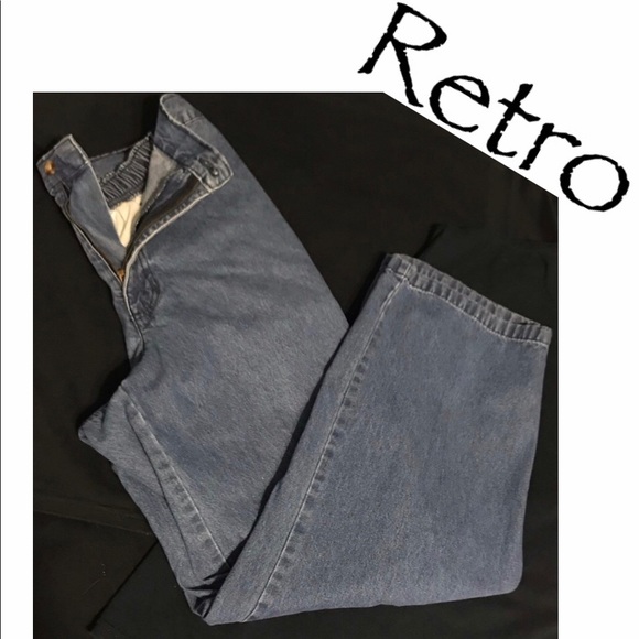 Retro Look Elastic Band Blue Jeans - Picture 1 of 4